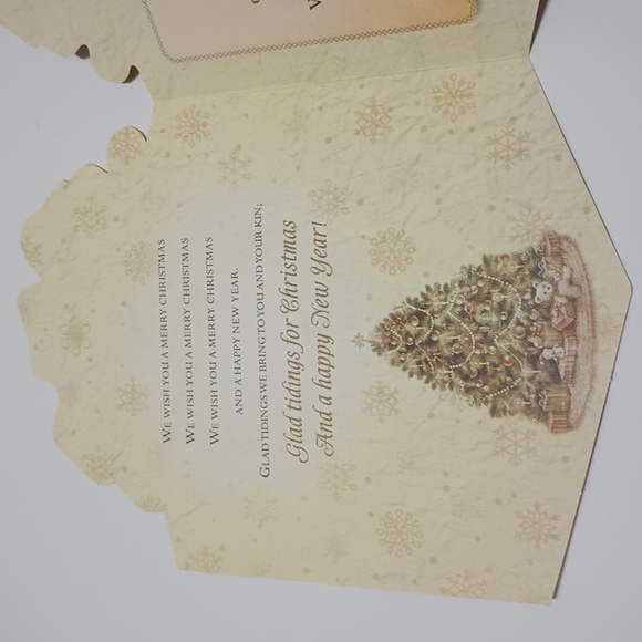 $2 Add-on Foil Christmas Card & Envelope Present with Trees Wrapping Paper Gold - Picture 4 of 9